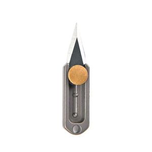 Främjande EDC Pocket Knife 420J2 Stone Wash Blade Brass/TC4 Titanium Alloy Handle Mini Utility Knives