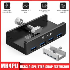 Hubs USB MH4PU 3.0 Clamp Hub Aluminium 4 Ports 10-32mm Clip Type USB3.0 Splitter Expansion för Desktop PC Laptopusb