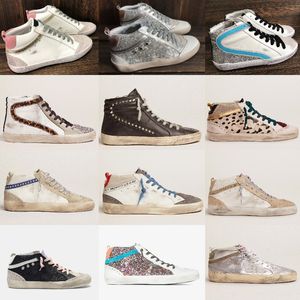 Mode Golden Sneaker Mid Slide Star High Top Shoes Fashion Women Sneakers Luxury Trainers Sequin Classic White Do Old Dirty Men Shoe