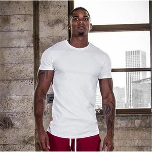 Camisa de algodão esportiva de alta qualidade masculino correndo t Solid Color Sportswear Fitness Blank Slim Fit Gym Shirt 220728