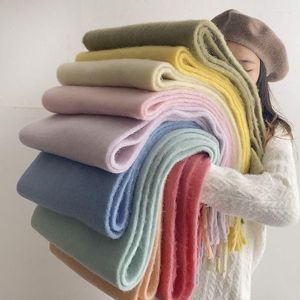 Lenços de inverno mulheres macias lenço de cachecol de pelúcia macaron macaron enormes cashmere engrossar borlas longas margem shawlscarves kiml22