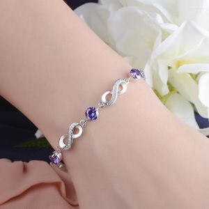 Charm Armbänder Authentische S925 Stempel Silber Farbe Endless Love Infinity Chain Link Einstellbare Frauen Armband Luxus Schmuck SCB037Charm Inte