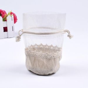 Present Wrap Pack med 30 Organza Jewelry Packaging Bag 13x13x7cm Party Candy Favor Sack Linen Jute Drawstring Pouch Wedding Bagift