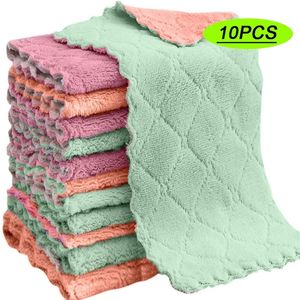 10pcs Microfiber toalha absorvente de cozinha pano de limpeza de óleo antiaderente panos de panos guardanapos de utensílios domésticos Toalha de limpeza 220727