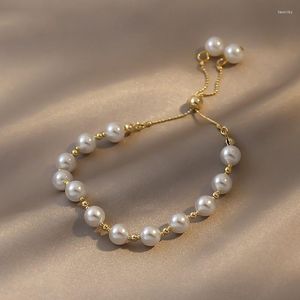 Beaded Strands Fashion Pearl Bracelet For Women 2022 Simplicity Strand Female Delicate Bangles Jewelry Adjustable Fawn22