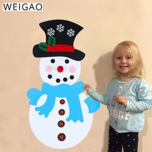 Weigao sentiu a árvore de Natal do boneco de neve do boneco de neve, o ornamento artesanal DIY Felt Snowman Set com acessórios para pendente de pendura de natal 201006