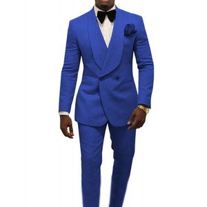 Smoking dello sposo Goffratura blu royal moda Groomsmen doppiopetto Smoking da sposa Uomo popolare Blazer formale Giacca da ballo (giacca + pantaloni + cravatta) 72