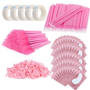 Eyelash Extension Supplies Set Lashes Micro Brush Tape Glue Ring Eye Patches Disposable Mascara Wands Applicator Eyelashes Tool 220616