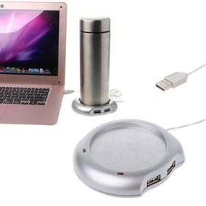 USB Gadgets Tea Coffee Cup Mug Warmer Heater Pad with 4 Port USB Hub PC Laptop