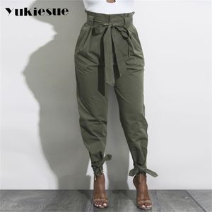 Spodnie z wysokim talią Kamuflaż luźne joggery kobiety armia harem camo spodnie streetwear punkowy czarny cargo spodnie kobiety capris spodni 210412