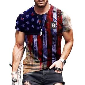 Men s T shirt American Flag Print Summer Round Neck Cool Oversize Muscle Streetwear Clothing Tshirt Men Camiseta 220613