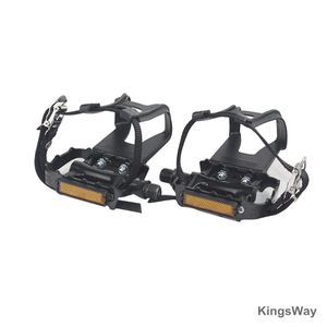 Bike Pedals Outdoor Bicycle Pedal With Clip And Belt Spindle Aluminum Cycling PedalsBike