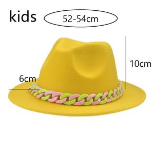 CAPS HATS CHIRD FEDORA SMOLL 54cm SOLID GREEN BLUE RED FOR WOMEN CHAIN CASUAL FORMAL DRESS BOYS GRILS KIDS HAT SOMBREROS DE MUJER