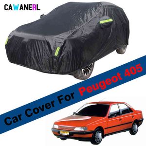 Outdoor Car Cover Wodoodporna Anti-UV Sun Shade Rain Snow Dust Ochrona Ochrony dla Peugeot 405 Sedan W220322