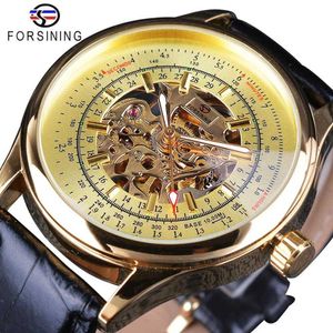 Luxury Forsining Brand Men Fashion Skeleton Wristwatch Classic Retro Design Transparent Case Creative Self-Wind Mechanical Watch SLZe36 gift
