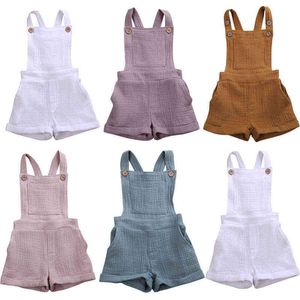 PUDCOCO 6 MONTHS-5YEARS ROMPER NEW 5COLORS Baby Girls Closeess Slobs Cotton Bemsuit Summer Clothing Leotard G220521