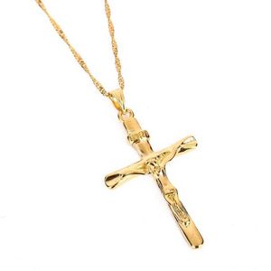 Croce Uomo Collana Ciondolo Donna Gesù Crocifisso Color Oro Gesù di Nazareth Re dei Giudei230z