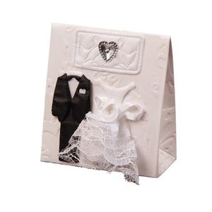 Present Wrap Bride and Groom Dresses Wedding Candy Box Bag Diy Event Party DecorationGift