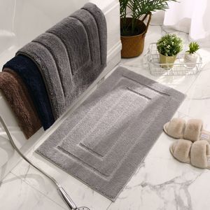 Home Bath Mat Non-Slip Banheiro Tapete de Alta Qualidade Cor Sólida Fleece Fleece Absorção de Água Tapete Sala de Estar Caçador