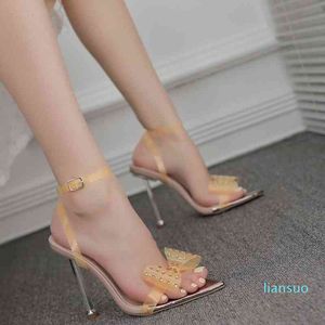 Sandals High Heels Summer Designer Luxury Rhinestones Bow Sandals Women Shoes Transparent High Heels