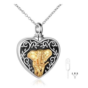 Collane con ciondolo a forma di cuore Elefante Urna per ceneri Cremazione Gioielli Memorial Ash Keepsake GiftsPendant