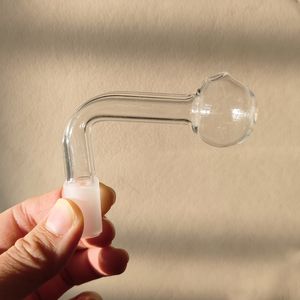 Pyrex Oljebrännare Glasrör 14mm Hanskarvar i glas Transparent Klar 3cm stor Kula Tobak Böjd Skål Vattenpipa Shisha Adapter Tjock Bong Pipes Röktillbehör