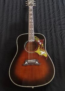 Custom Grand 41 inch Dreadnought Acoustic Guitar in Dark Brown Finish Flamed Maple Back & Sides