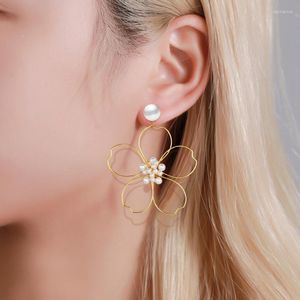 Squisita fattura gioielli da sposa coreano margherita fiore orecchini a bottone donna ragazza perla semplice dolce orecchio regalo lampadario pendente