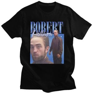 Robert Pattinson 90S 빈티지 유니esx 블랙 티셔츠 남자 티셔츠 대형 그래픽 T 셔츠 100%면 티셔츠 남자 여자 티 탑 220621