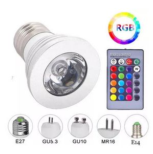 5W Downlight E27 E14 GU10 RGB LED glödlampa Color Spotlight med IR Remote Controller LED lampa för hemfestdekoration