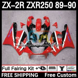 Motorcykelkropp för Kawasaki Ninja ZX2R ZXR250 ZX R R R250 ZXR BODYWORK DH ZX2 R ZX R ZXR ZX R250 Full Fairings Kit Red Black