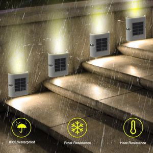 Luzes solares de parede solar 6 led escadas à prova d'água ao ar livre pátio pátio de jardim de jardim de decoração de iluminação de iluminação lâmpada de etapa