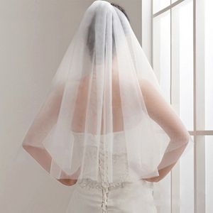60 × 80 سم بسيطة من الطبقتين زفاف حجاب العاج أبيض قصير الزفاف الحجاب مع إكسسوارات مشط