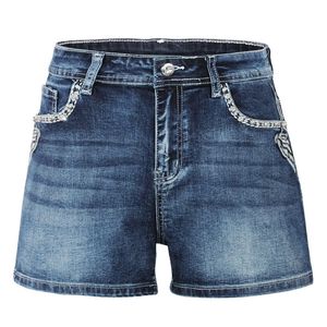 Sommer Mode Denim Shorts Frauen Hohe Taille Schädel Muster Casual Hosen Frau 210702