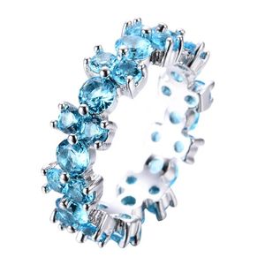 Fedi nuziali Punki Korea Sparkle Lake Blue Irregular Cubic Zircoin Fidanzamento per le donne Gioielli per feste nuziali di modaMatrimonio