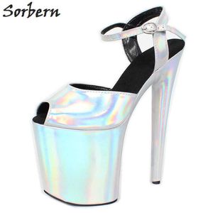 Sorbern 8 In 9 In Sandals holographic Slingbacks Women Stripper Heels Pole Dance Shoe Custom Colors