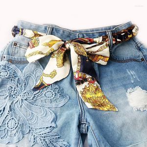 Belts Fashion Wide Waist Fabric For Women Ladies Silk Scarf Long Belt Prints Ribbon Knot RopeBelts Smal22