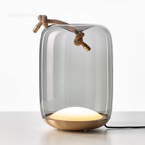 Lampy stołowe Nordic Designer Glass Art do sypialni Lampa LED Stand Bedside BUSINIE ŚWIATŁO MOSPER MOSING Oświetlenie Dekorowanie domu Luminariateble