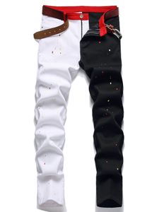 Размер 14 Джинсов оптовых-Лоскутные джинсы Slim Fit Hip Hop Colorblock растягивание мужские джинсовые штаны хлопковые джинсы повседневные брюки Большой размер стилей