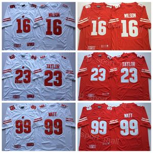 NCAA College Football Wisconsin Badgers Jersey 16 Russell Wilson 99 JJ Watt 23 Jonathan Taylor University alla sömmar Team Red White för sportfans andningsbara