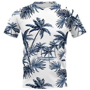 Herr t-shirts mode män t-shirt hawaiian polynesia svart vitt kokosnöt träd 3d tryckt casual pullover toppar klädmän