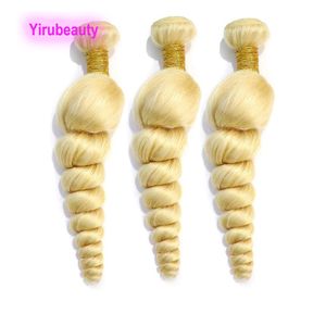 Brazilian Human Virgin Hair 3 Bundles Loose Wave Double Weft Blonde 613 Color 10-40inch Curly Products Yirubeauty