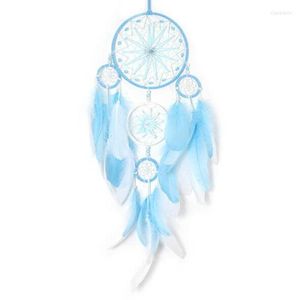 Interiördekorationer Feather Dream Catcher Mobile LED -lampor vägg hängande ornament takdekor för sovrum bröllop boho chic fest