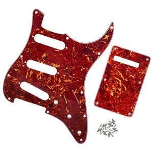 Set of Red Tortoise 11 Hole SSS Pickguard Scratch Plate Back Plate Tremolo Cover with Screws for Electric Guitar