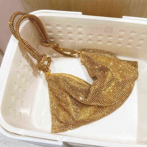 Bolso de hombro Asa Bolsos de diamantes de imitación de cristal brillante Embrague de noche Monederos y bolso de lujo Diseñador de plata Hobo Hobo Bags party 220526S