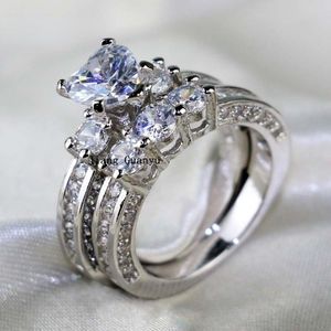 Eheringe Europäische und amerikanische Mode Damen Liebe Zirkon Set Ring Damen Herz Paar Braut Verlobungsschmuck Hochzeit