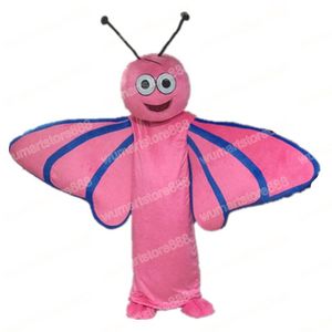 Halloween Pink Butterfly Mascot Costume de desenho animado Personagem Carnival Festival Dresses Fantasia Tamanho dos adultos Tamanho de Festa ao ar livre de Natal