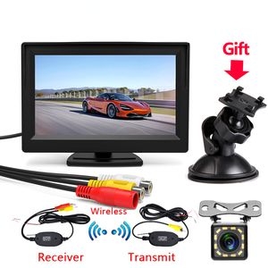 New 5 Inch Car Reversing Camera Kit Back Up Car Monitor LCD Display HD Rear View Camera Parking System transmitter wireless