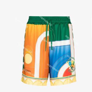 Casablanca ss22 Memphis Club tryckta sidenshorts för män och kvinnor sommarskjortor casual set