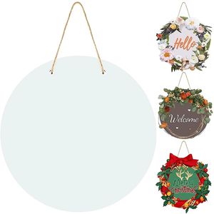 Garden Decorations Unfinished Wood Circles Blank Rounds Wooden MDF Sublimation Door Hanger Sign For DIY Crafts Christmas Decor